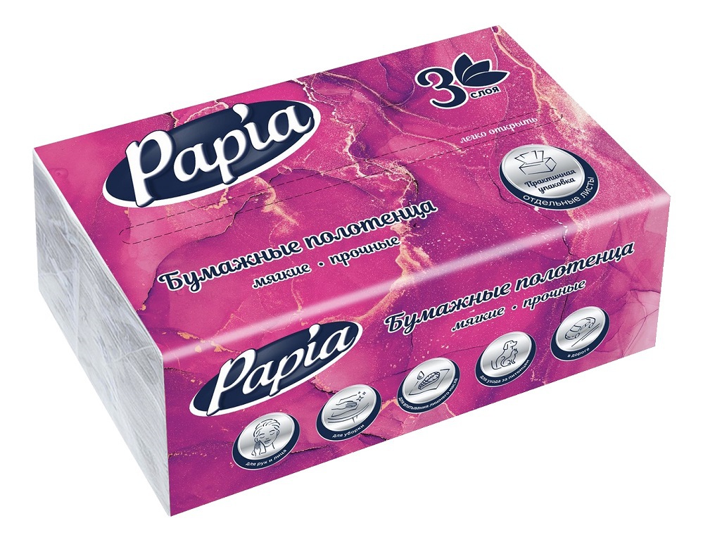 Полотенца бум. Papia 3сл V сложения 100шт