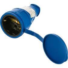 Розетка переносная 1-м с/з, с/кр каучук синий