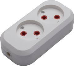 Розетка переносная 2 гнезда б/з белая STEKKER