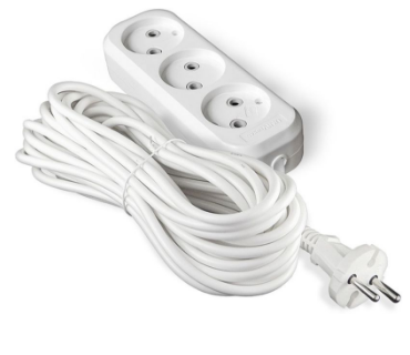 Удлинитель UNIVERSAL 6А 10 м белый трехместный б/з