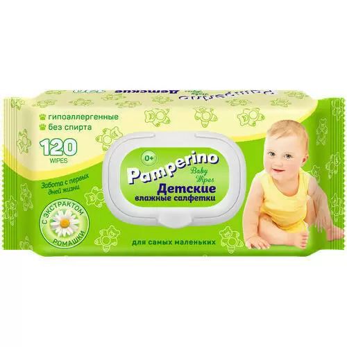 Cалфетки влаж. Pamperino дет. 120шт ромашка с клапаном