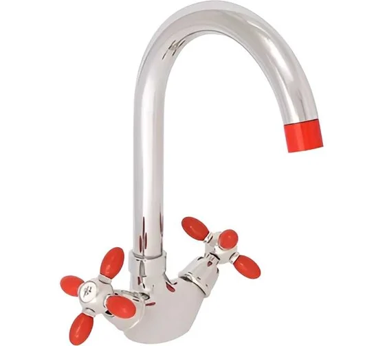 Смеситель 4582AN для кухни (утка)(красный)