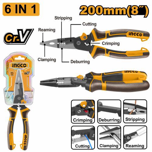 Длинногубцы 200мм INGCO HMFLNP28200