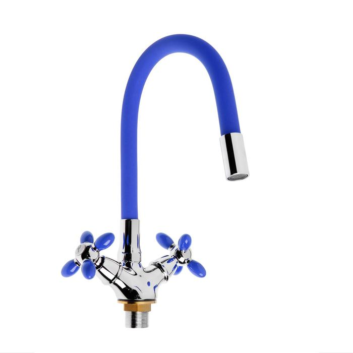 Смеситель 4882AM для кухни с гибким изливом.(синий)