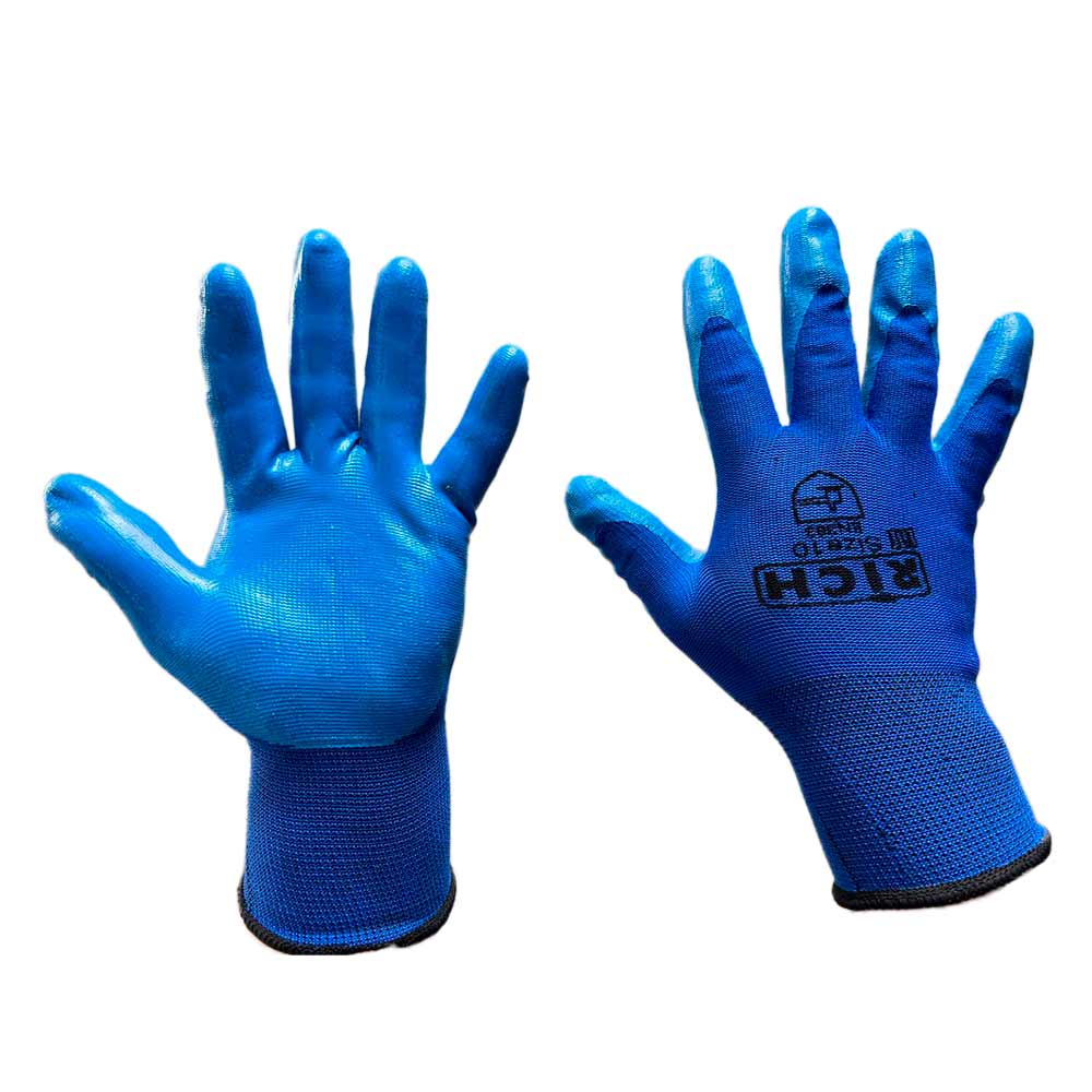 Перчатки RICH облитая ладонь нейл. Синие-Синие
